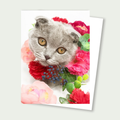Scottish Fold Cat Floral Card